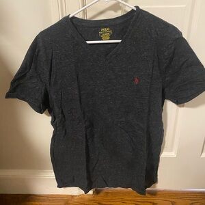 Polo Ralph Lauren Custom Slim Fit V Neck T Shirt (Large) Black With Grey